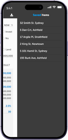 Saved Items Screen