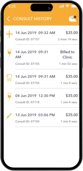 Consult History Screen
