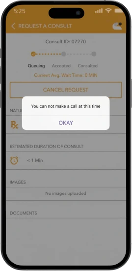 Request a Consult Screen