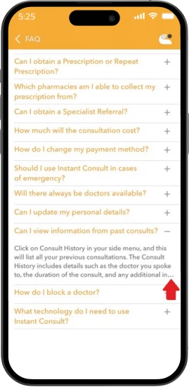 FAQ Screen