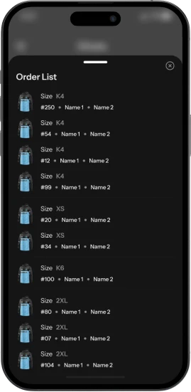 Order List Screen