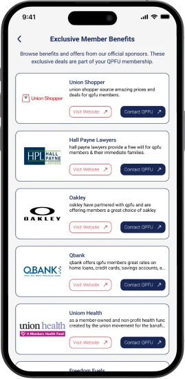 Exclusive Member Benefits Screen